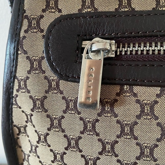 Celine Vintage Triomphe Monogram Canvas Shoulder Bag – Brown Logo Print - Picture 11 of 17